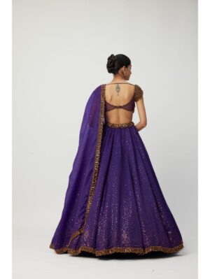 Vvani Vats - Royalty Purple Sequins Scattered Lehenga Set - Image 5